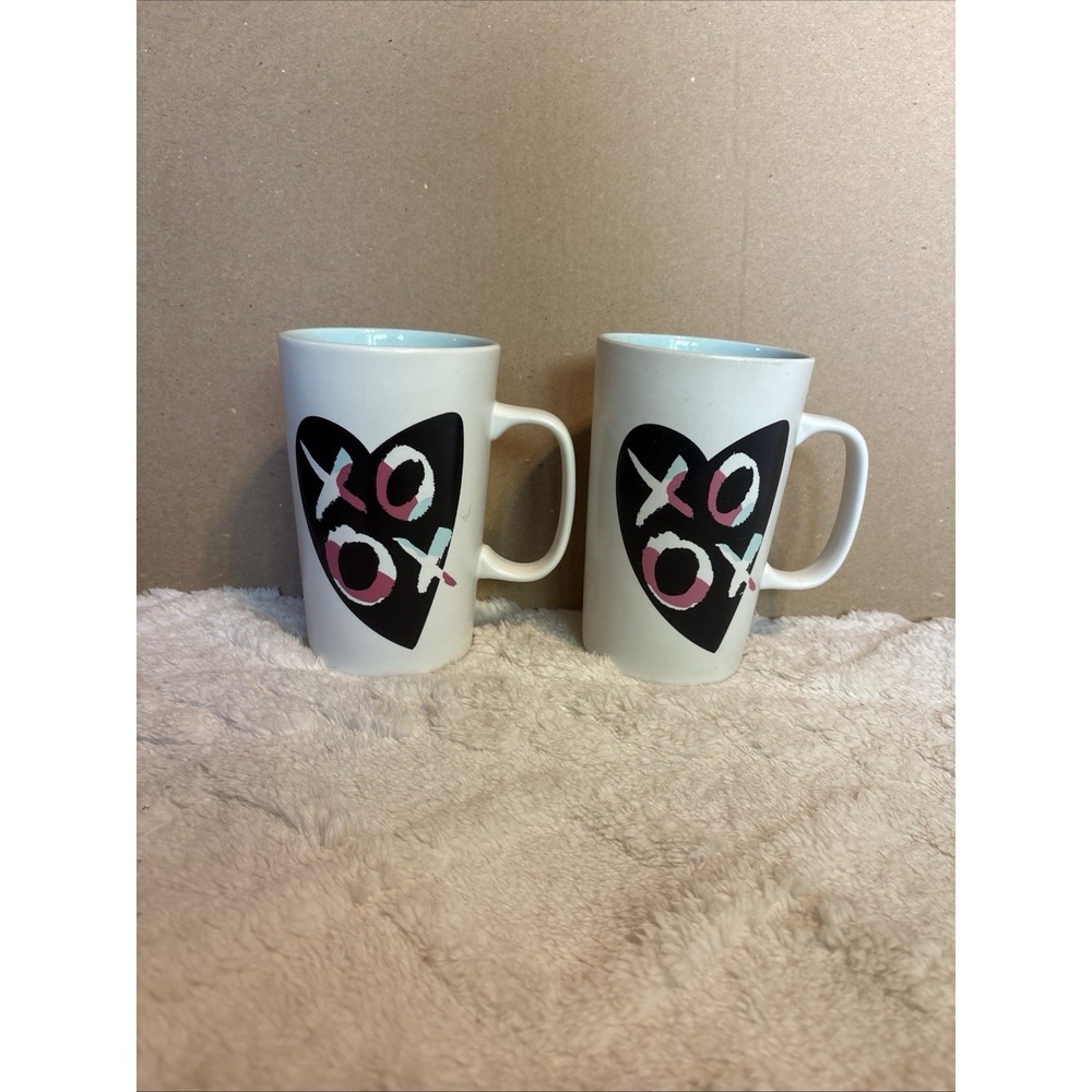Starbucks 2015 Heart Tall Hugs‎ Kisses Aqua Pink Valentines Day Coffee Mugs ~ 2